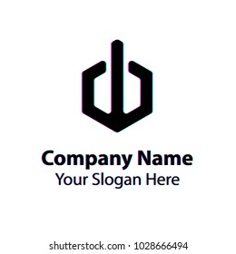 Abstract logo design with glitch effect on white background, Abstract graphic icon, logo design template, symbol for company