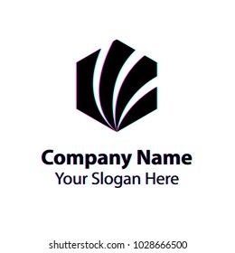 Abstract logo design with glitch effect on white background, Abstract graphic icon, logo design template, symbol for company