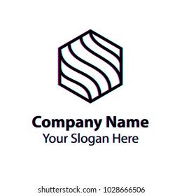 Abstract logo design with glitch effect on white background, Abstract graphic icon, logo design template, symbol for company