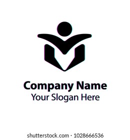 Abstract logo design with glitch effect on white background, Abstract graphic icon, logo design template, symbol for company