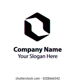 Abstract logo design with glitch effect on white background, Abstract graphic icon, logo design template, symbol for company
