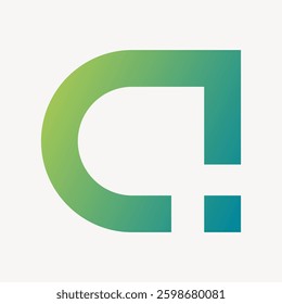 Abstract logo design with a gradient from green to blue. Modern and sleek, this logo features a stylized letter 'A' with a geometric twist. Minimal vector design.