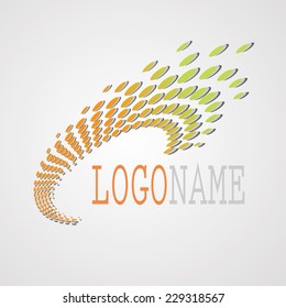 Abstract Logo Design with Halftone Dots in Swirl Form