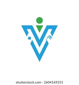  Abstract logo design with a human figure.
