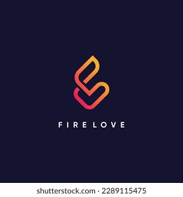 Abstract logo design idea with simple fire and love concept
