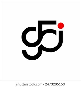 Abstract logo design. Illustration of the number 95 J, letters G F J.