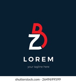 Abstract Logo Design Initial Letter BZ or also ZB Vector