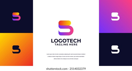 Diseño abstracto del logotipo, empresa de tecnología del logotipo de la letra B