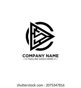 Abstract logo design with letter c and s initial concept and play button for business company