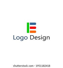 abstract logo design letter E various colors