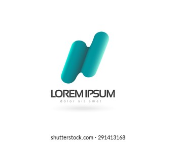 Abstract logo design, letter N. Trendy business concept logotype. Creative vector icon. 