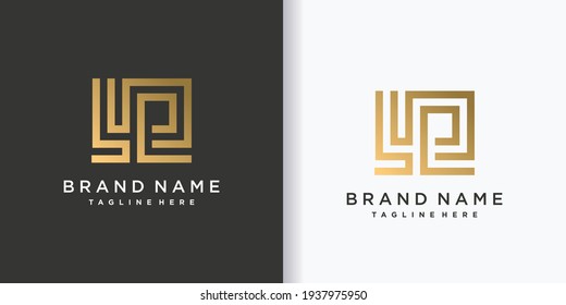 Resumen de la letra de diseño del logo p con concepto de cuadrado creativo