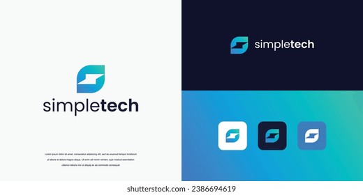 abstract logo design, letter S logo technology company
