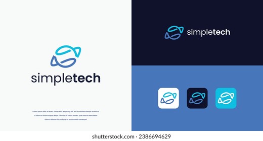 abstract logo design, letter S logo technology company