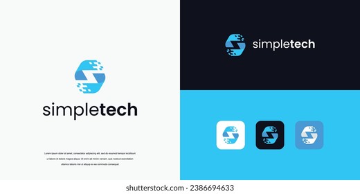 abstract logo design, letter S logo technology company