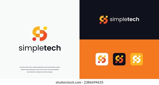 abstract logo design, letter S logo technology company