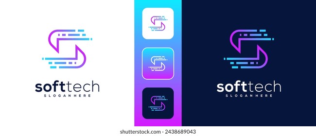 diseño de logotipo abstracto, letra S empresa de tecnología de logotipo