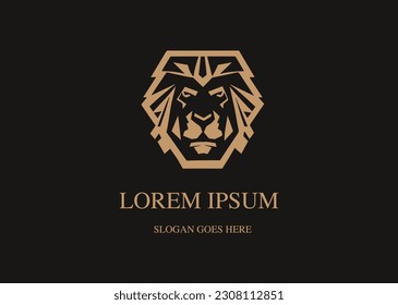 Abstract logo design for lion face  portrait low poly graphics logo minimalistic style template for corporate or company brand identity mascot or icon design