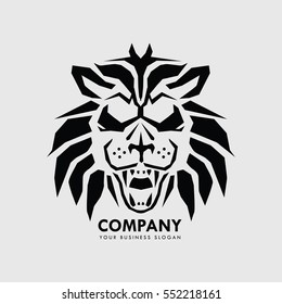 Abstract Logo Design with Lion Face Illustration