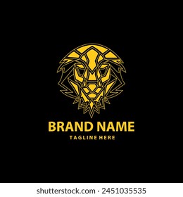 abstract logo design luxury geometric lion head technology