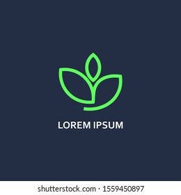 Abstract logo design, modern and simple. Symbol depicting a budding sprout. Logo concept for healthy lifestyle or agricultural company. Vector icon. Bud logo - Vector