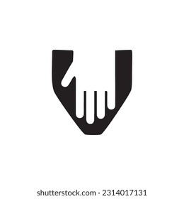 Abstract logo design negative space with glove. 