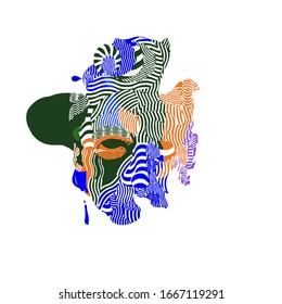 Abstract logo design object with wavy colored lines texture