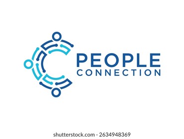Abstract Logo Design People Connection Icon Vector Illustration. Abstract Logo Vector Design Template Initial Letter C Connecting People	