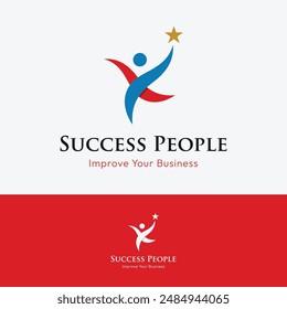 Abstract logo design of a person reaching for the stars with a creative idea. Logo for business, community, success and dreams.