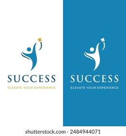 Abstract logo design of a person reaching for the stars with a creative idea. Logo for business, community, success and dreams.
