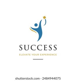 Abstractas diseño de logo de una persona que busca las estrellas con una idea creativa. Logo para negocios, comunidad, éxito y sueños.