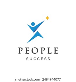 Abstract logo design of a person reaching for the stars with a creative idea. Logo for business, community, success and dreams.