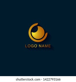 Abstract logo design with the shape concept of eye shaped camera lens