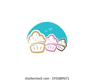 Abstract logo design of tasty cupcake 