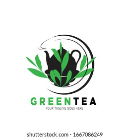 Abstract logo design of tea with teapot and tea leaf for your business or brand.