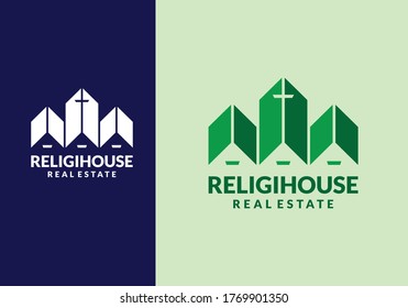 abstract logo design template architecture house with church symbol