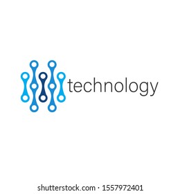 Abstract logo design template. Blue molecules form vector pattern. Creative idea concept, icon, sign, symbol, identity, branding for business, science, hitech, technology, education, innovation.