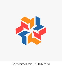 abstrakte Logo-Design-Vorlage bildet einen Kreis der Einheit. Design-Vektorlogo