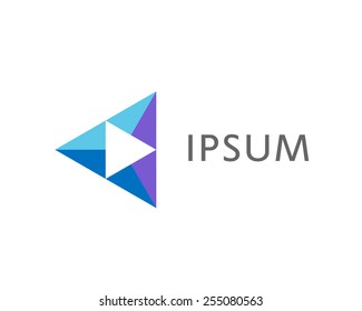 Abstract logo design template. Play triangle creative sign. Polygon vector icon