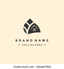 Abstract logo design template. Premium real estate sign. Universal home care protection realty business vector icon.