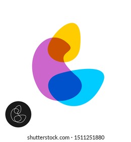 Abstract logo design template. Smooth overlay color shapes symbol. Transparent style colorful spots figure.