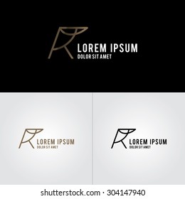 abstract logo design template, thin lines, R