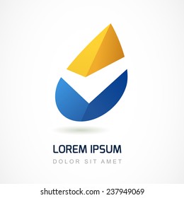 Abstract Logo Design Template. Yellow And Blue Oil Industry Drop Icon. Business,  Technology, Nature, Ecology Symbol. 