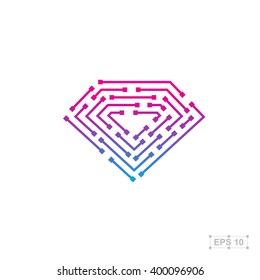 Abstract logo design template,Technology abstract dot connection cross vector logo