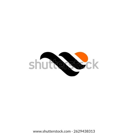 Abstract logo design with three wavy lines and a sun-like shape