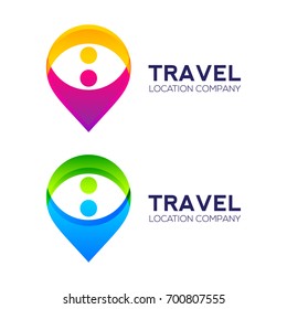 Abstract logo design Travel logo, Pin logo, Location logo for travel agency, tourism industry, People. Community for your Corporate identity