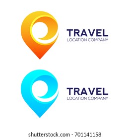 Abstract logo design Travel logo, Pin logo, Location logo for travel agency, tourism industry, Sea concept for your Corporate identity