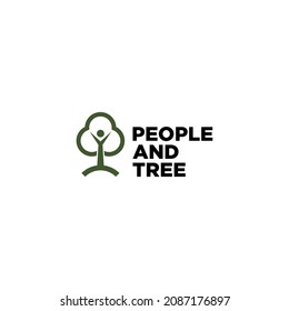 Abstract logo design with tree and people vector graphic