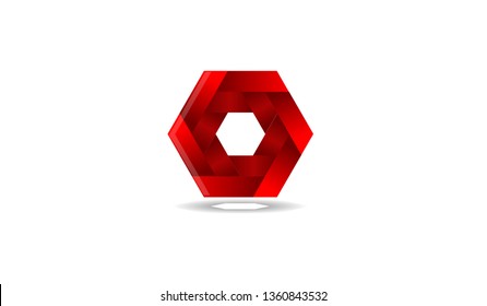 Abstract Logo. Abstract Logo Design Vector Tamplate with Red Hexagon.