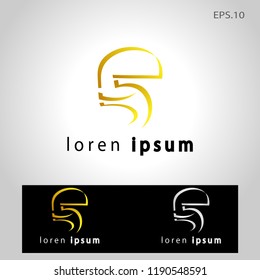 abstract logo design vector template with gold color forming number 5 on eps 10